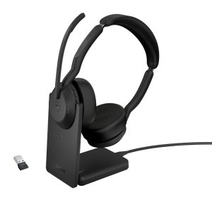 Jabra Evolve2 55 MS Stereo | Bluetooth & USB-A Headset | Met Oplaadhouder | Zwart | Voor Kantoor & Callcenter - 0